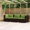 VidaXL 3-seater Sofa with Cushions Brown Wicker 317555