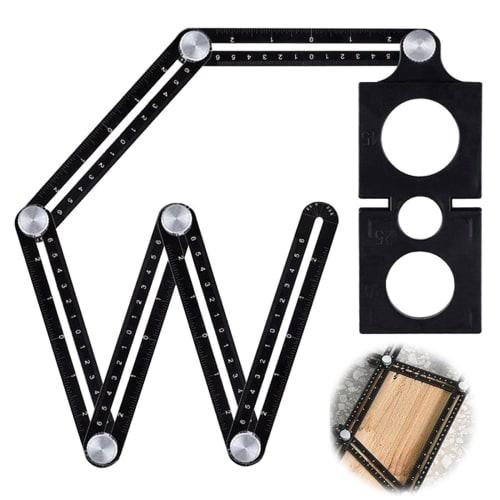 EsiFare Multi-Angle Measuring Ruler, Aluminum Alloy Template Tool, Tile Hole Locator, Multifunctional Folding Ruler, Adjustable Angle, Drill Guide Rul
