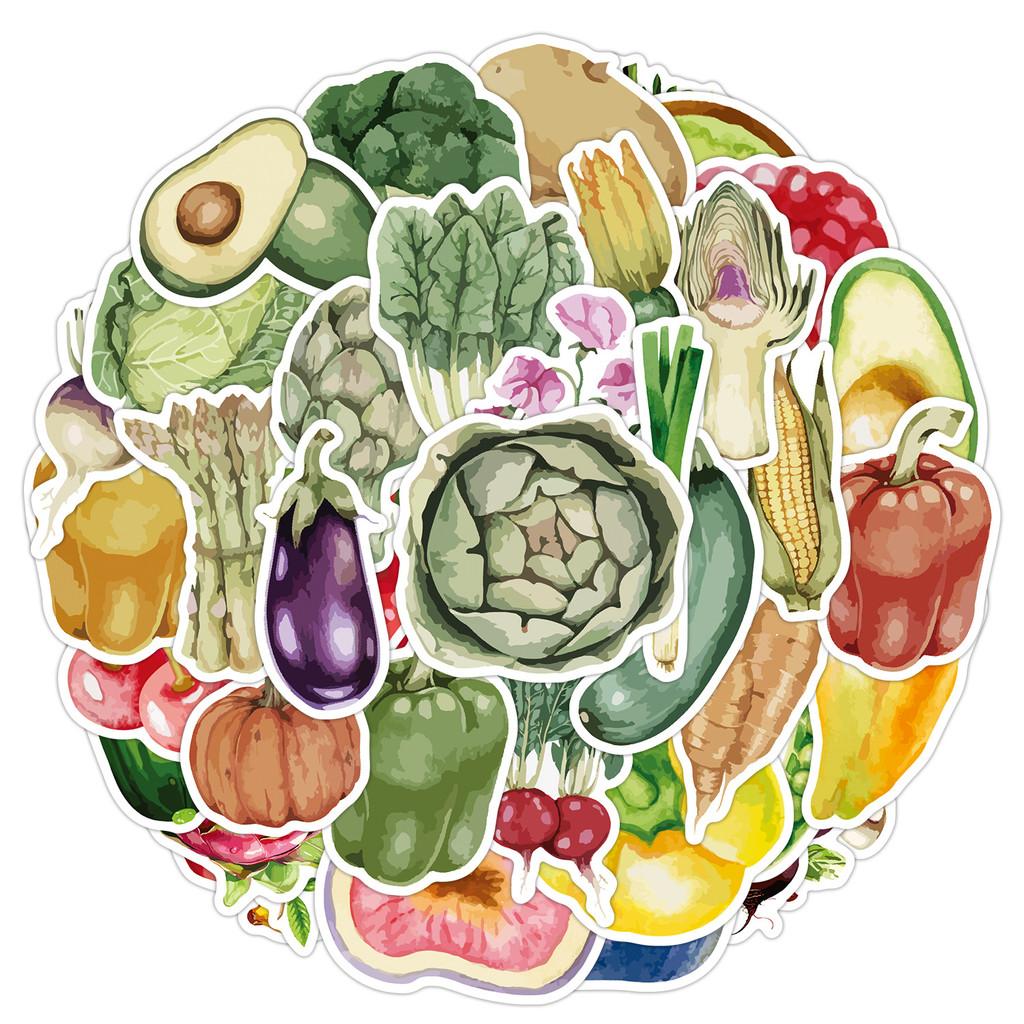 50PCS New Watercolor Fruits & Vegetables Graffiti Stickers - Waterproof Decor for Water Cup, Computer, Phone  AnimeWorlds Store