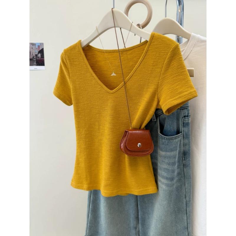 V-neck Fitted T-shirt for Petite Ladies, A Unique and Special Top for Short People
