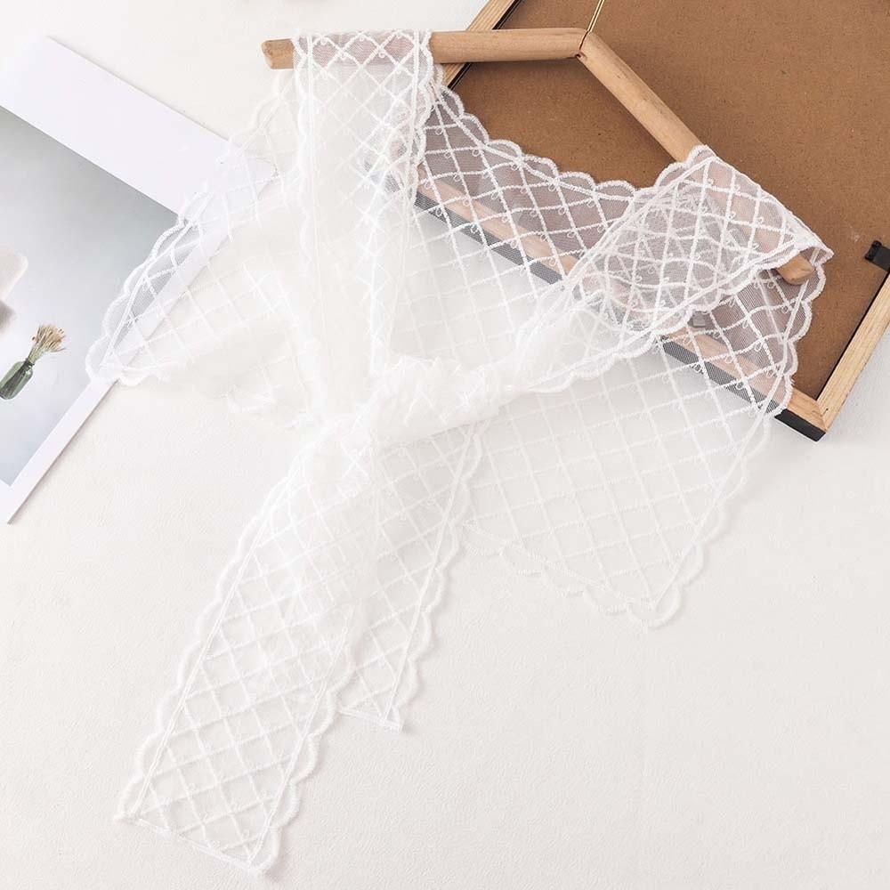 

Cape Embroidered Shoulder Scarf Breathable Shawl Fake Collar Wraps Neck Guard Blouse Vacation Style 1 White