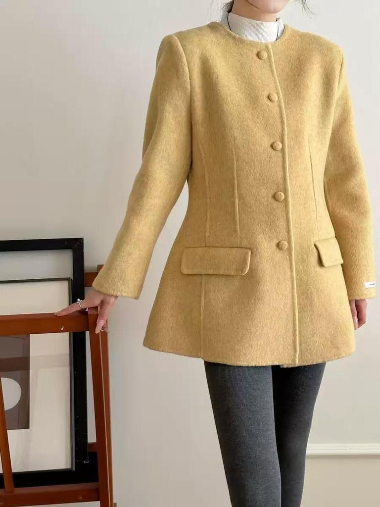 2025 Elegant Double-Faced Wool Coat - Slimming Casual Mid-Length, Perfect for Autumn & Winter.