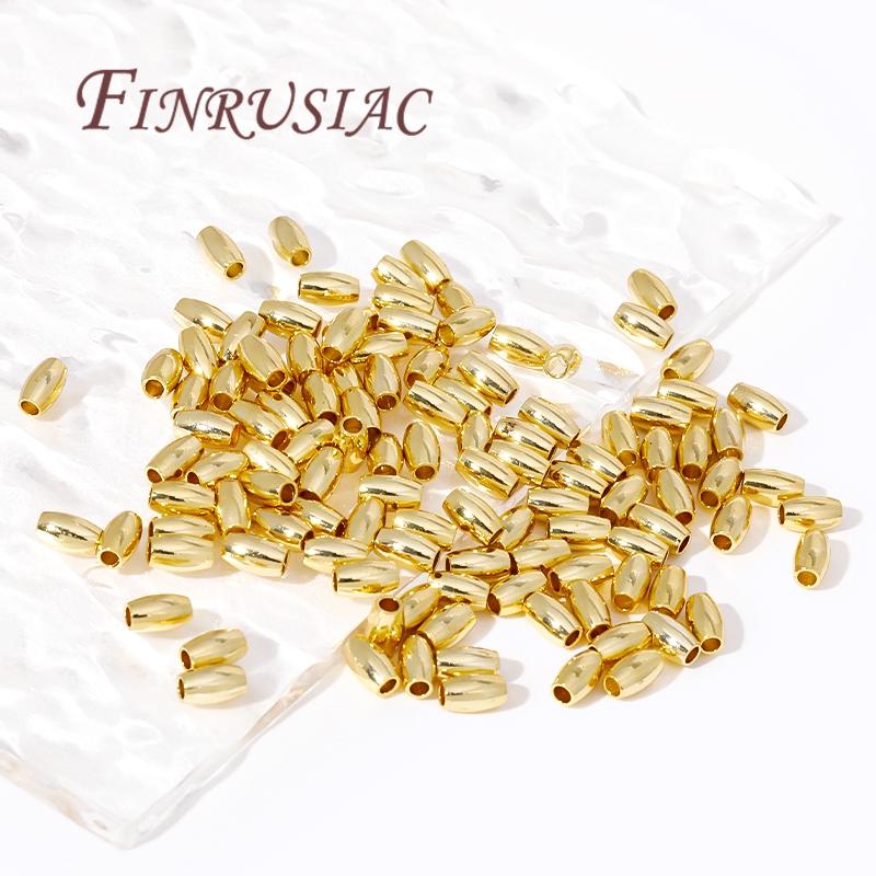 Metal Separators Beads 18K Gold Plated Spacer Beads,Rice Shape Beads,Oval Beads For Bracelets,Bulk Beads Wholesale