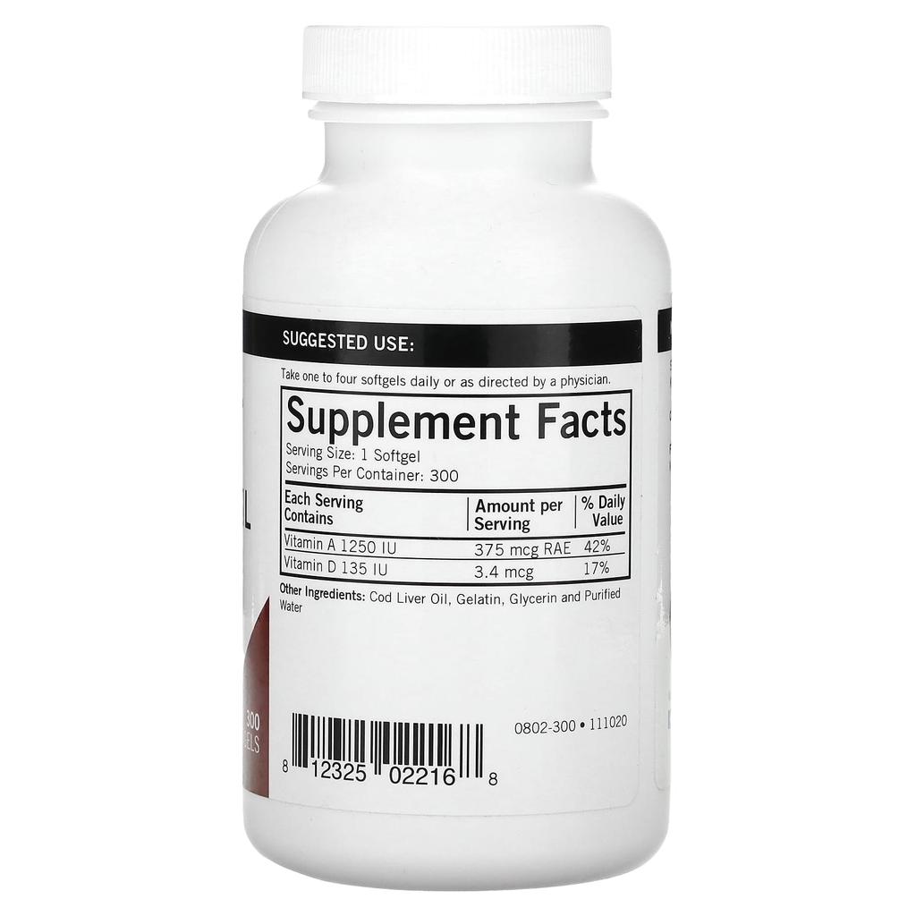 Kirkman Labs Lebertran, 400 mg, 300 Kapseln