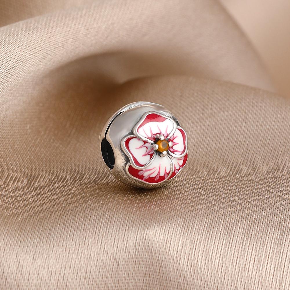 Spring Series Butterfly Pendant Clip Beads Earrings 925Silver Colored Inlaid Stone Fit Exquisite Bracelet Women DIY Jewelry Charm