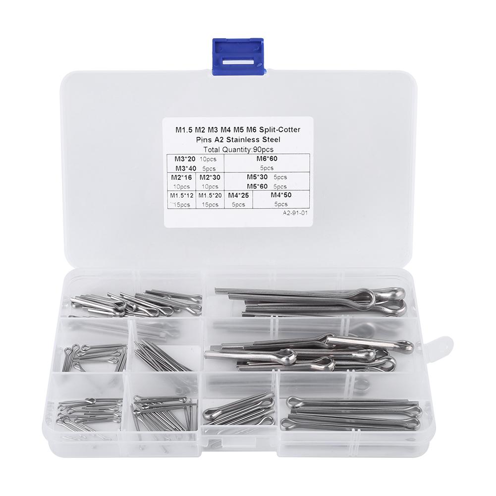

90pcs 11 Kinds M1.5 M2 M3 M4 M5 M6 Split Cotter Pins Assortment with Case