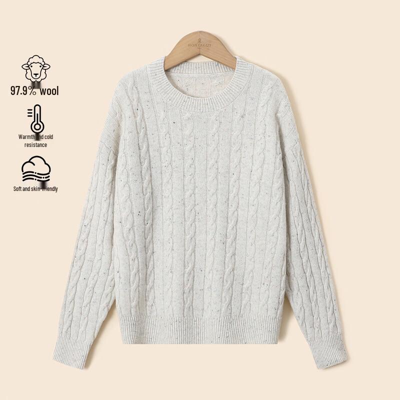 Monteau Kids Unisex Wool Blend Pullover Sweater with Twist Knit 150