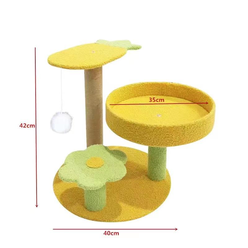 1PC Cat Scratching Post with Sisal Rope & Plush Base - Flower Design Cat Tree for Indoor Cats, Paw Grinding Toy, Pet Supplies