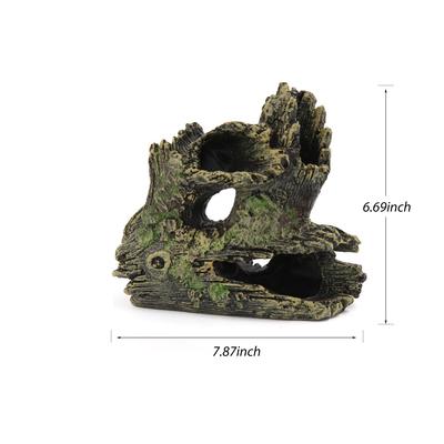 Ozdoba do akwarium Driftwood Żywica drewniana bagażnik DIY Hollow House Cave Ornament do akwarium z rybami