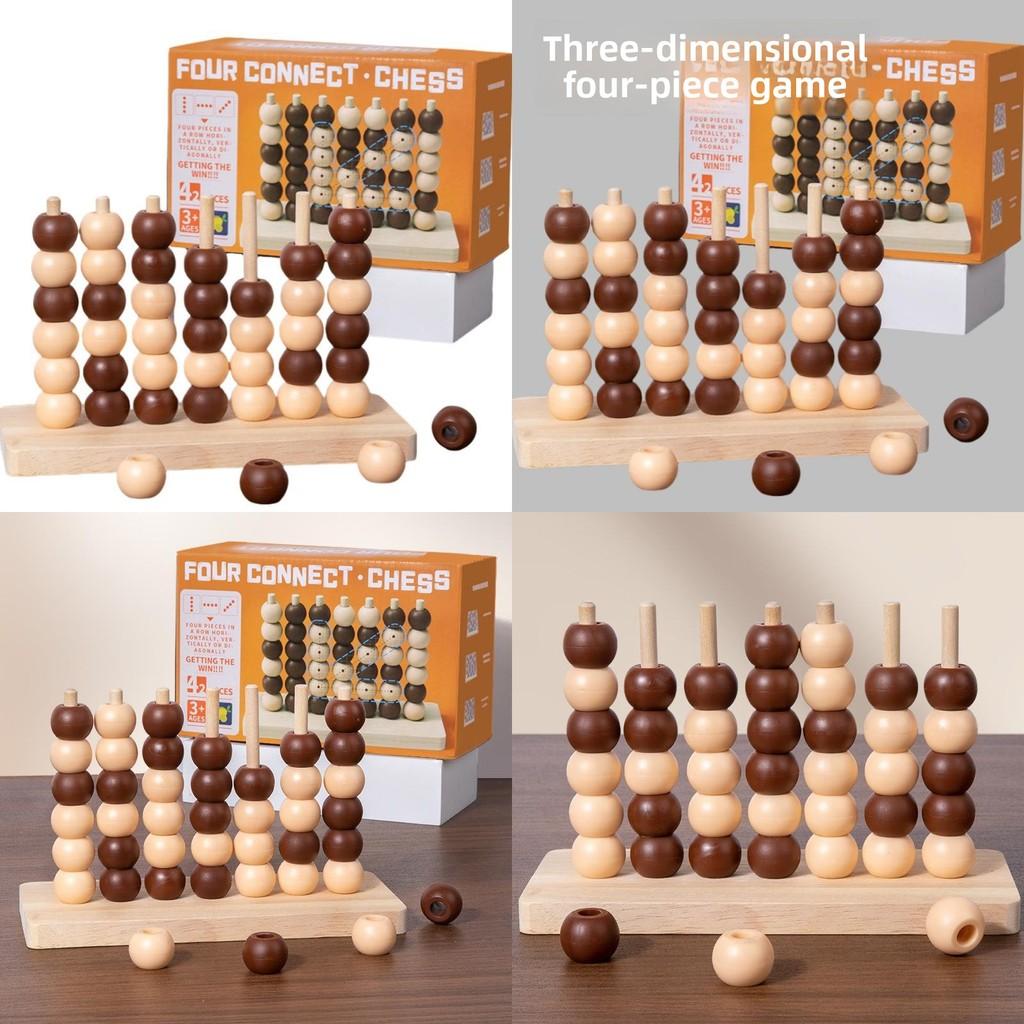 Wooden 3d Connect Four Puzzle Toy For Parentchild Interaction And Brain Development