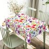 1pc Vibrant Spring Summer Floral Tablecloth - Colorful Wildflowers Print Rectangular Polyester Table Cover for Indoor/Outdoor Use, Kitchen Dining Room