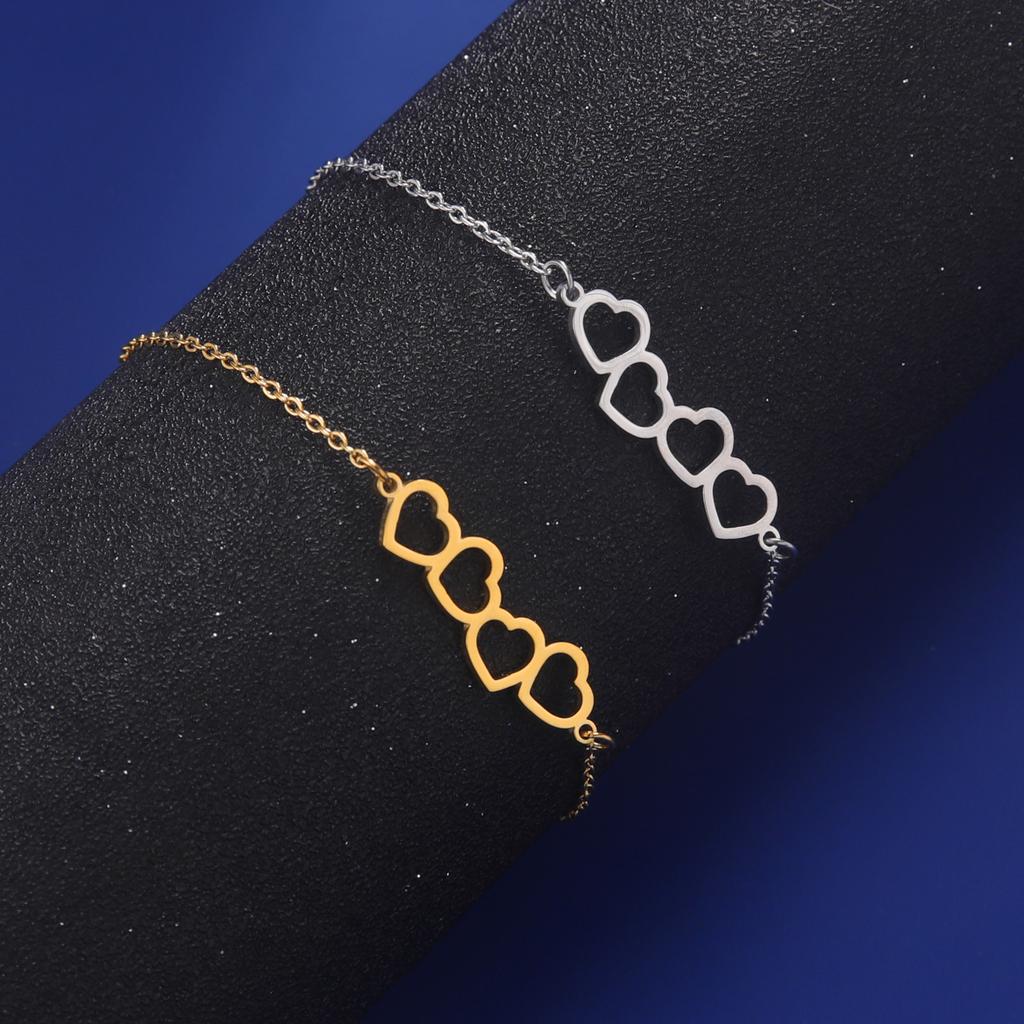 Love Hearts Romantic Exquisite Stainless Steel Bracelets for Women Link Chains Bracelet Light Luxury Elegant Anniversary Jewelry
