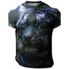 Flame Animal Pattern 3D Printing Fashion Men's Outdoor Sports Short Sleeve T-shirt Plus Size Men's Shirt Casual Personality Tren