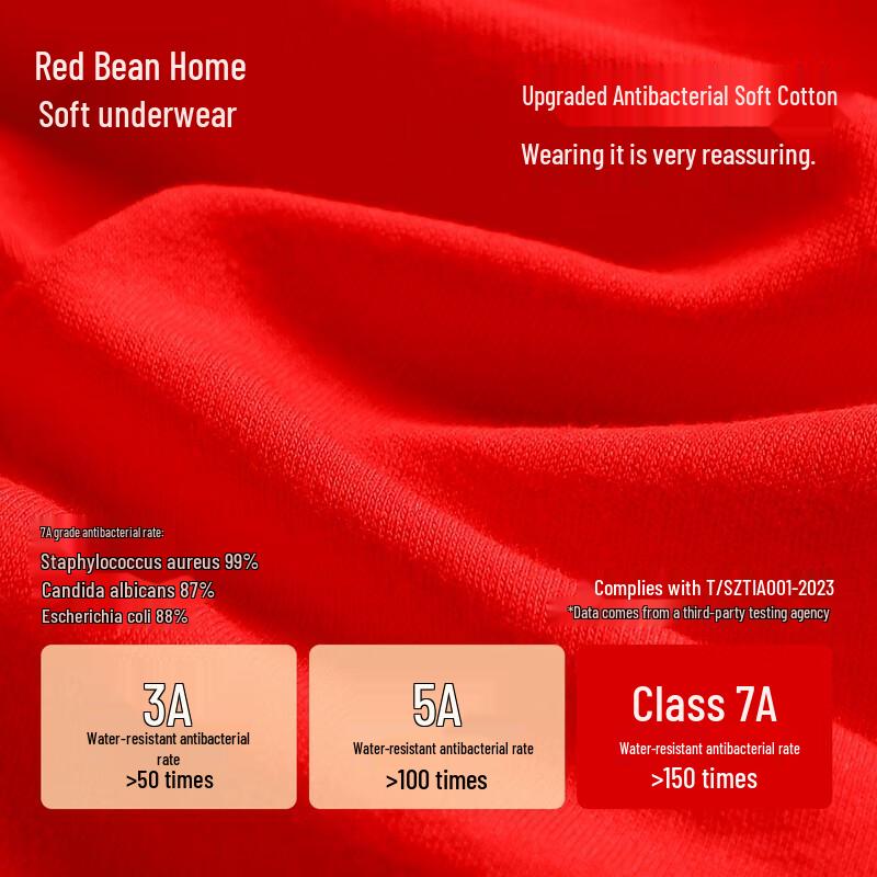 Hodohome Women's Red Antibacterial Cotton Thermal Underwear 3-Piece Set