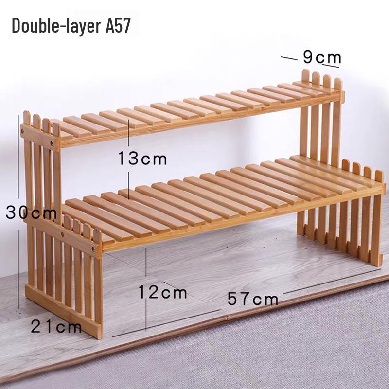 Mini Bamboo Desktop Flower Stand for Office or Window Sill - Wooden Potted Plant and Storage Rack.