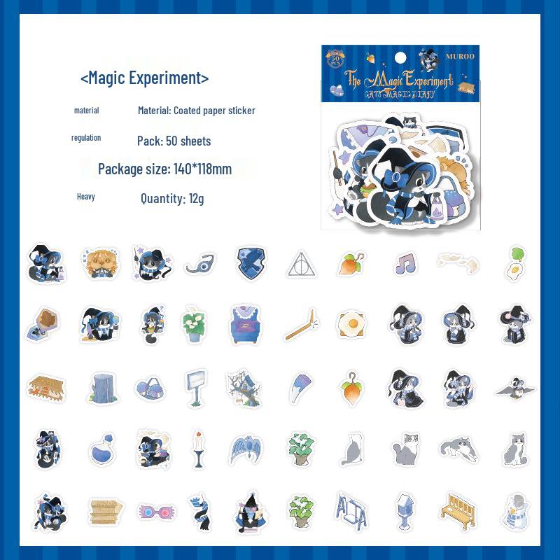 Mu Ran Retro Cat Magic Diary Stickers: Creative & Cute Phone Case Decor Pack