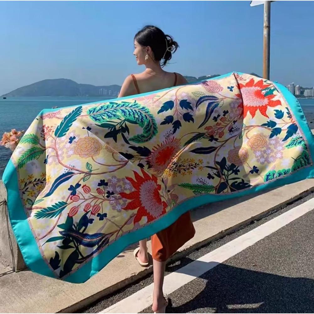 Chaka Salt Lake Great Northwest Tourism Ethnic Style Scarf Silk Scarf Women'S Summer Seaside Beach Shawl Sunscreen Thin