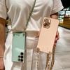 PU Leather Chain Crossbody Lanyard Case For iPhone 16 15 14 13 12 11 Pro Max Mini XS X 7 8 Plus Plating TPU Strap Cover
