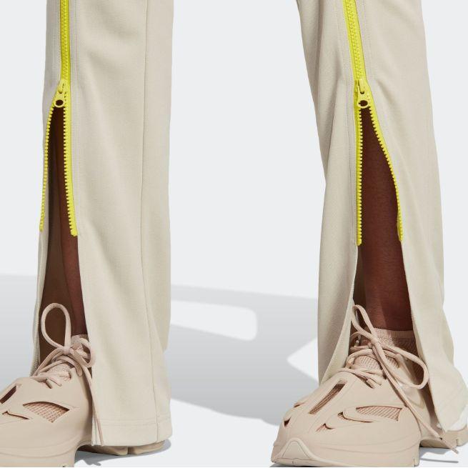 Adidas X Stella McCartney Collaboration SS23 Logo Print Flared Mid-Rise Fitted Knit Sports Pants Women Bottoms Light-Yellow IJ0599