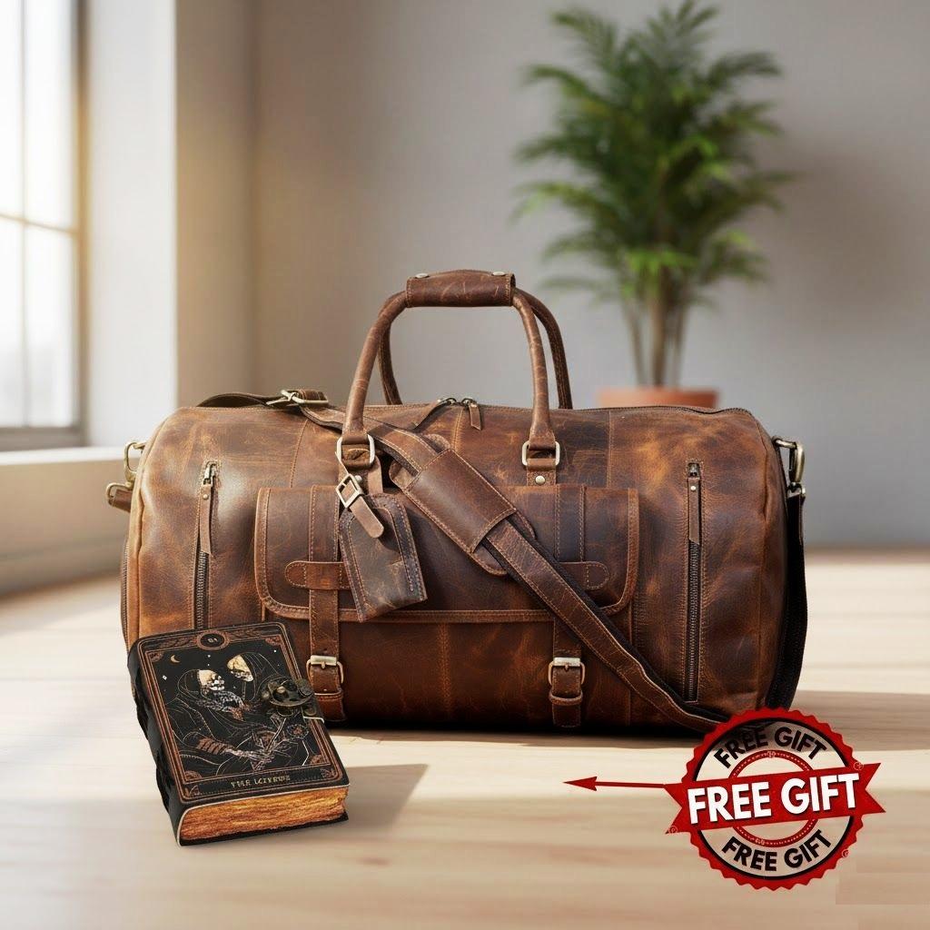 Leather Duffle Bag, Gym Bag Men, Handmade Leather Weekender Vacation Duffel Bag, Travel Bag, Overnight Bag, Leather Holdall, Groomsmen Gift