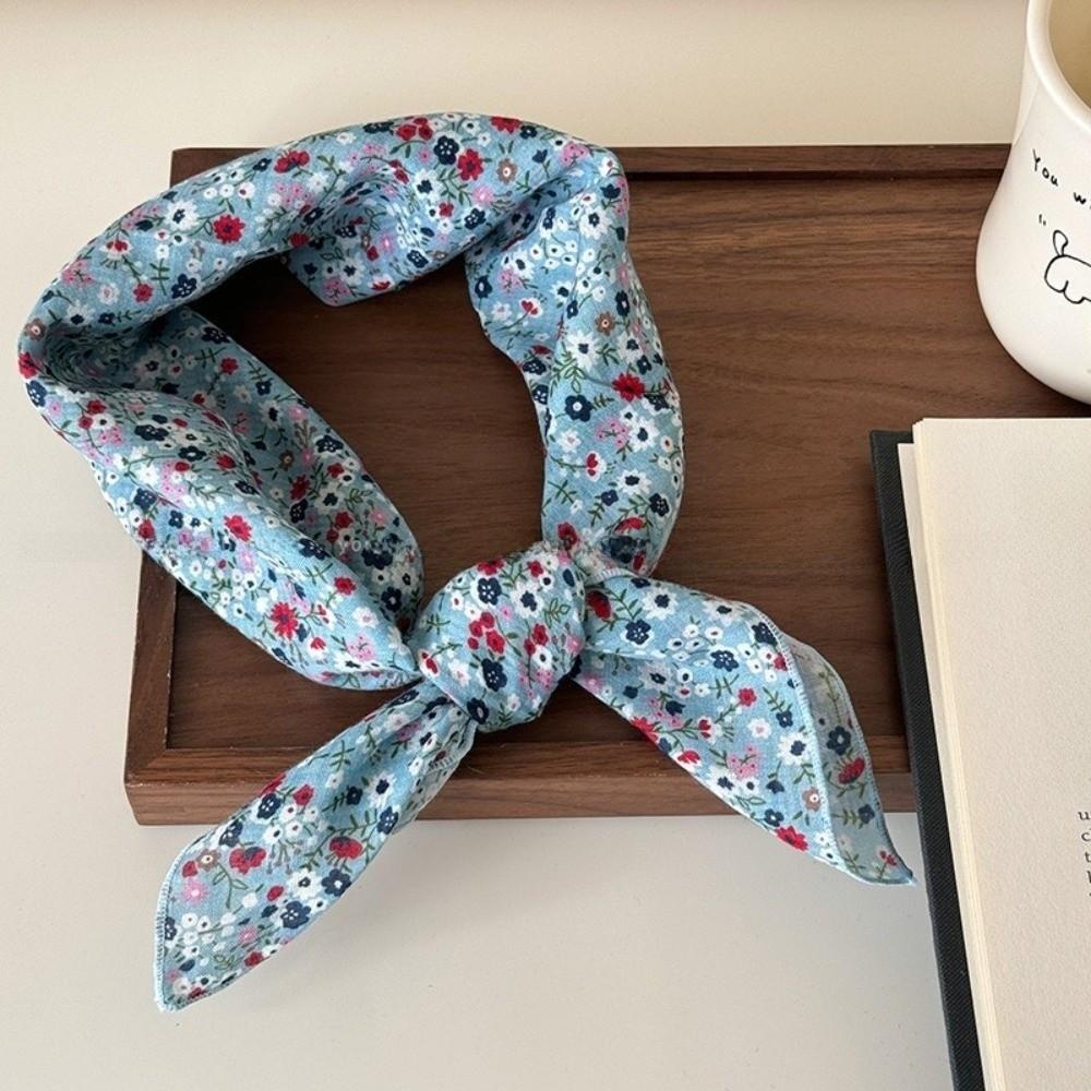 3pcs/set Thin Fabric Printed Headscarf Colorful Flower Square Headband Floral Neck Scarf  Holiday