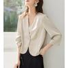 Dameskorte Open Blazer met V-hals en 3/4 Mouwen