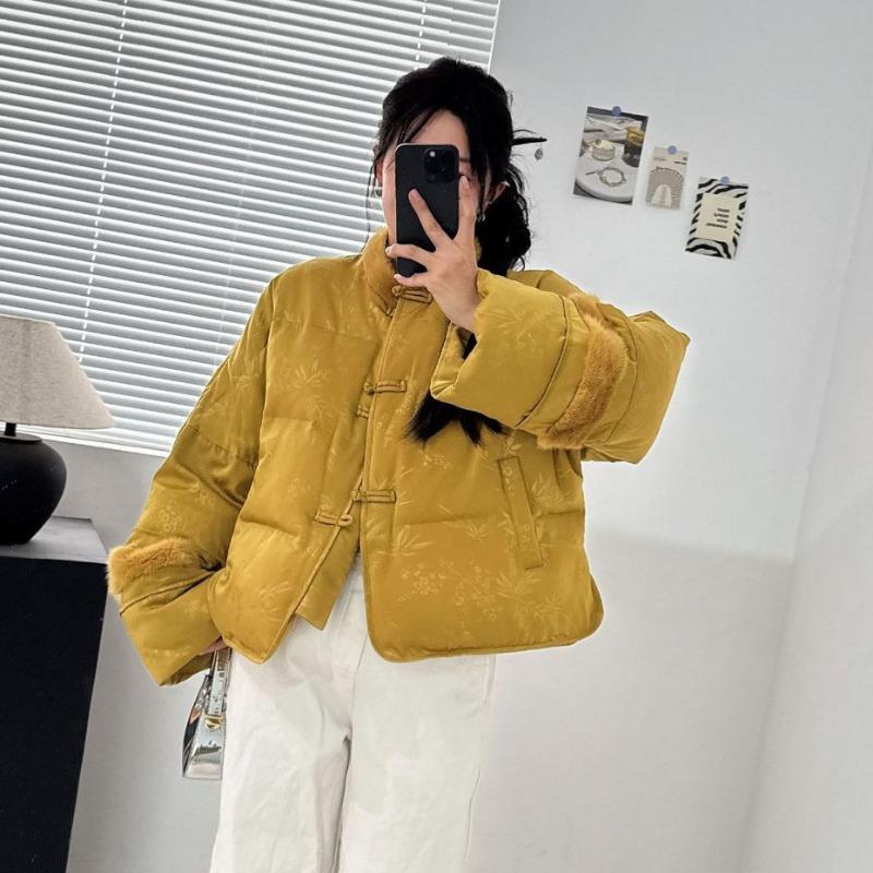 Real Shot! Medium Goose Down Jacket Down Jacket Coat Real Hair Mink Fur Women's Top