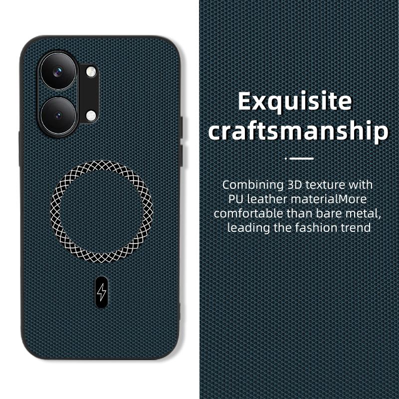 for Magsafe Magnetic Solid Color 3d Leather Texture Case for Xiaomi Poco X8 Pro Max M8 Shockproof Wireless Charging Back Cover