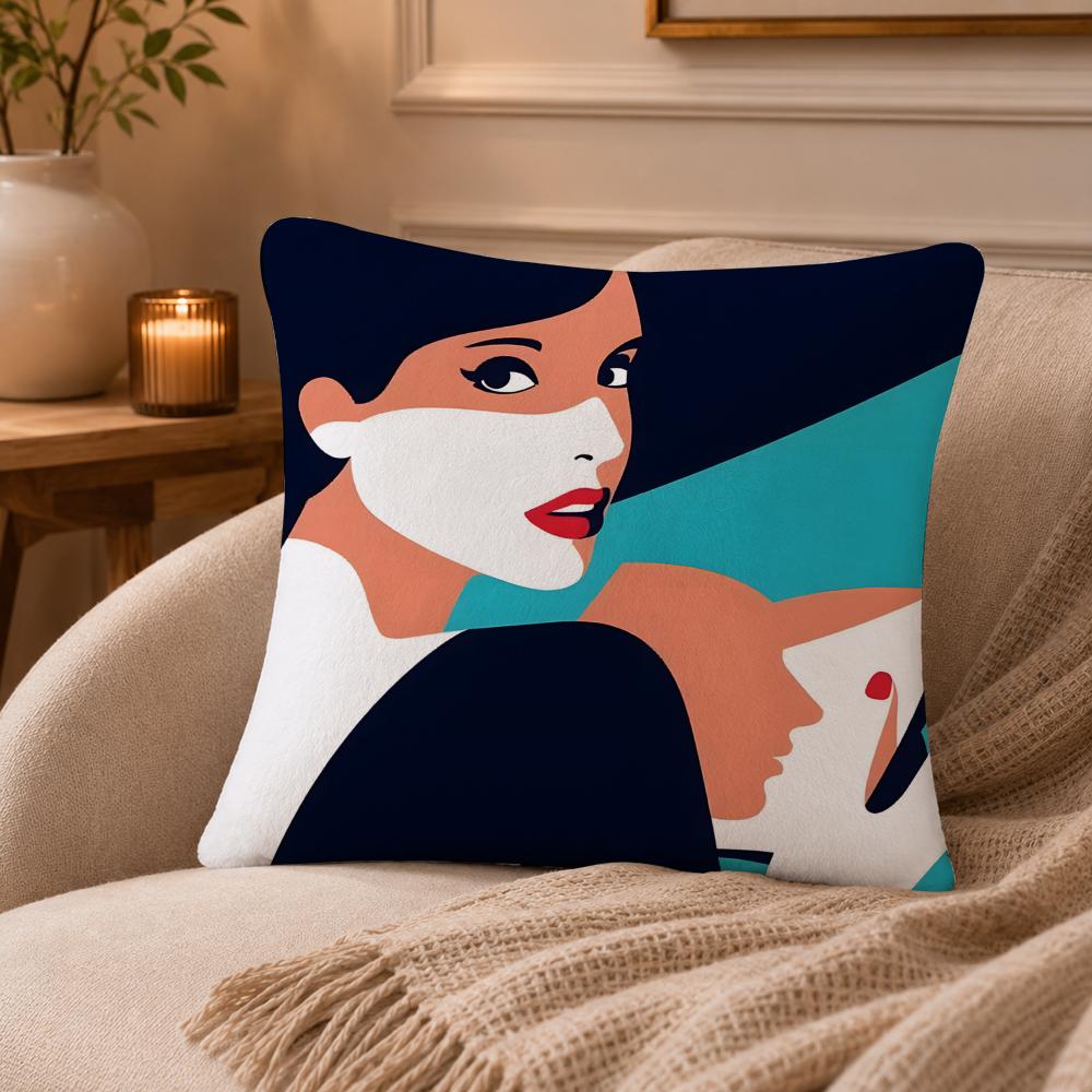 Pop style modern girlcreativity, fashion Cushion Cover Anti-dustmite Pillowcase Invisible zipper silky short plush Sofa cushion
