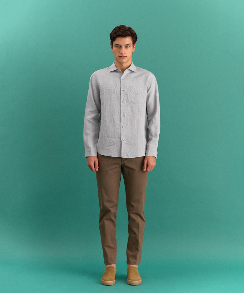 PANICALE Gray Pocket Linen Shirt
