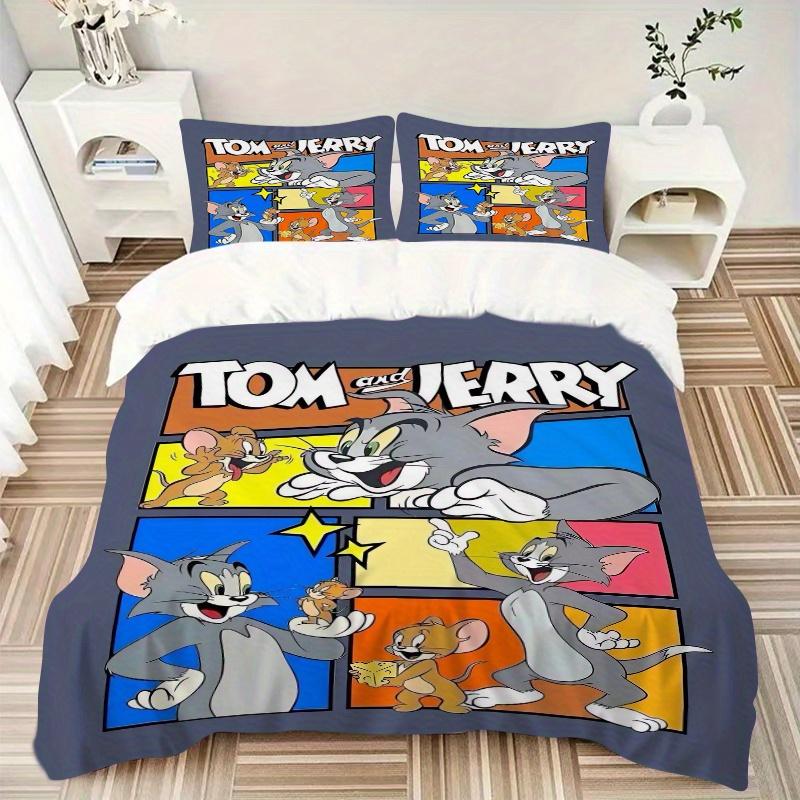3pcs Tom and Jerry Bedding Set Includes Quilt Cover and Pillowcases, Suitable for All Seasons F094