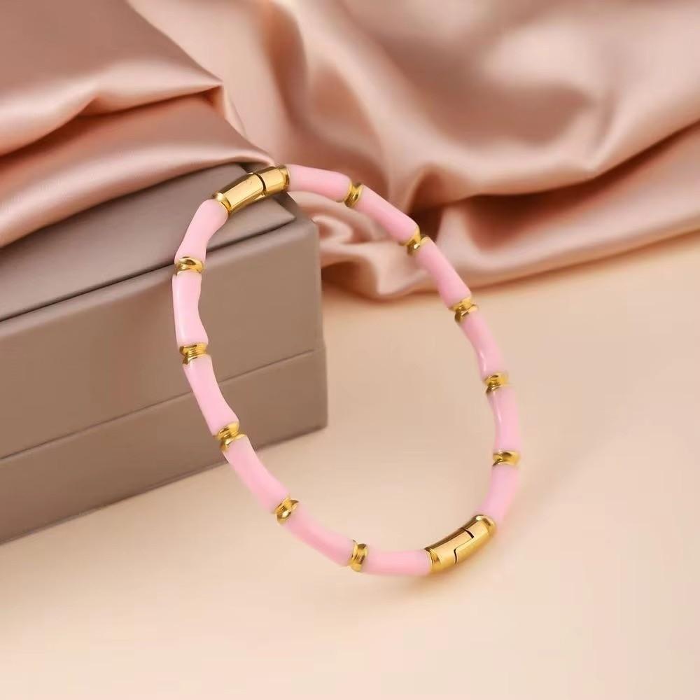 Stainless Steel Enamel Resin Bracelet Colorful Stainless Steel Bangle Bamboo Joint Bangle Party