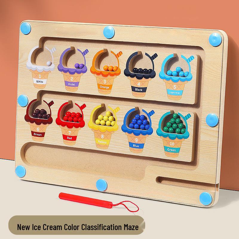 Children's Magnetic Bead Maze Toy: Educational Pen Control, Counting & Color Recognition Aid