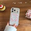 Kawaii Pink Heart Lace Fish Print Glitter Clear Phone Case For iPhone 15 16 17 Pro Max INS Sweet Coquette Style Large Window Sho