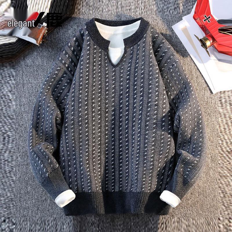 Yalu Patchwork Round Neck Pullover Sweater XL
