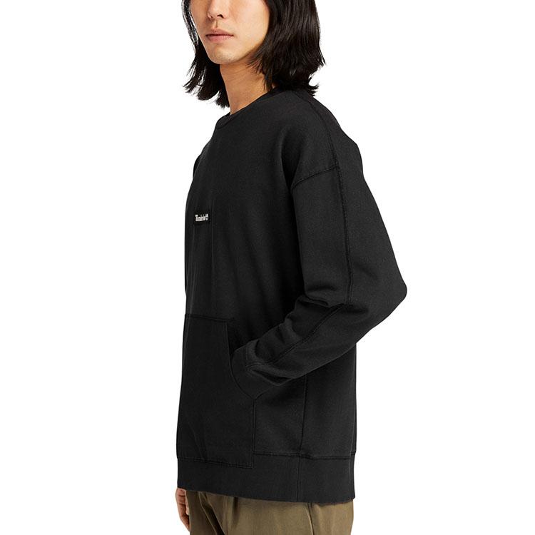 Timberland Broderie Spate Outdoor Casual Larg Pulover Sweatshirt Gât Rotund Bărbați Sweatshirt Negru A2438-001