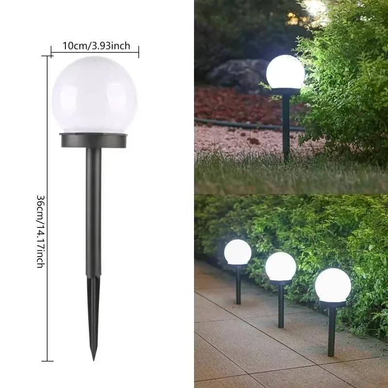 Solar Powered LED Round Ball Light Waterproof Outdoor Lawn Lamp Landscape Lighting Ground Plug for Garden Pathway Villa Decor