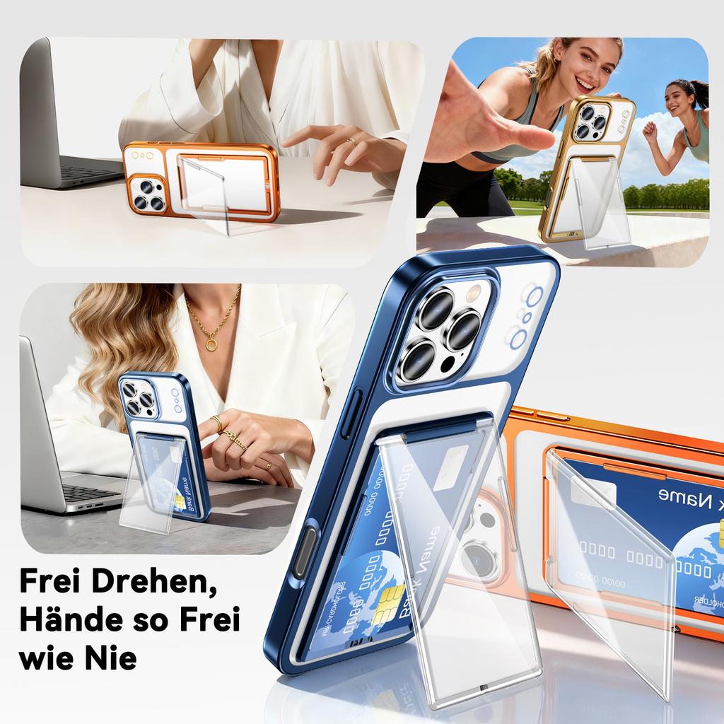 For IP16PROMAX Card Holder Holder Mobile Phone Case IP15PROMAX Instantly Changes To 17 Electroplated All-inclusive PC Protective Case