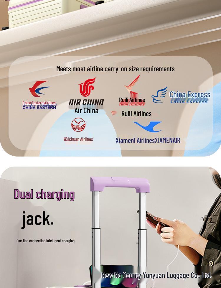 2025 New Style Spinner Suitcase: Lightweight 18" Carry-on with Combination Lock