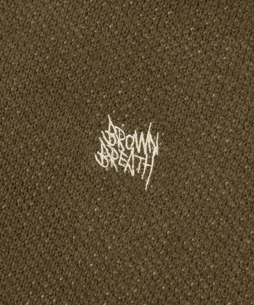 Brownbreath Tag Knit Hood Zip Up - Brown