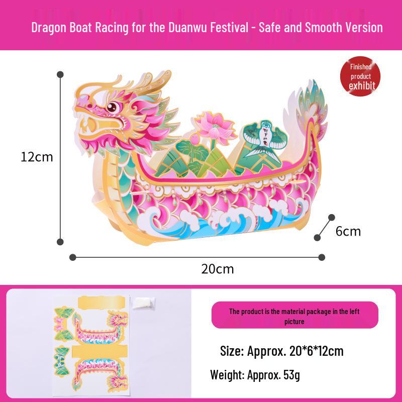 Handmade DIY Traditional Dragon Boat Festival Race Kit for Children - Fun Kindergarten Toy