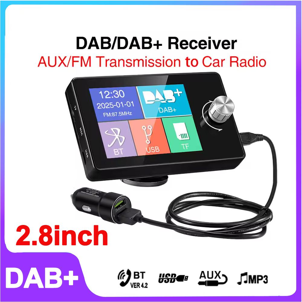 

2.8 Screen in Car Stereo Dab Radio Dab+ Receiver with Sound Digital Signal Antenna Adapter Fm Transmitter Aux Tf Card Bluetooth Dab Receiver