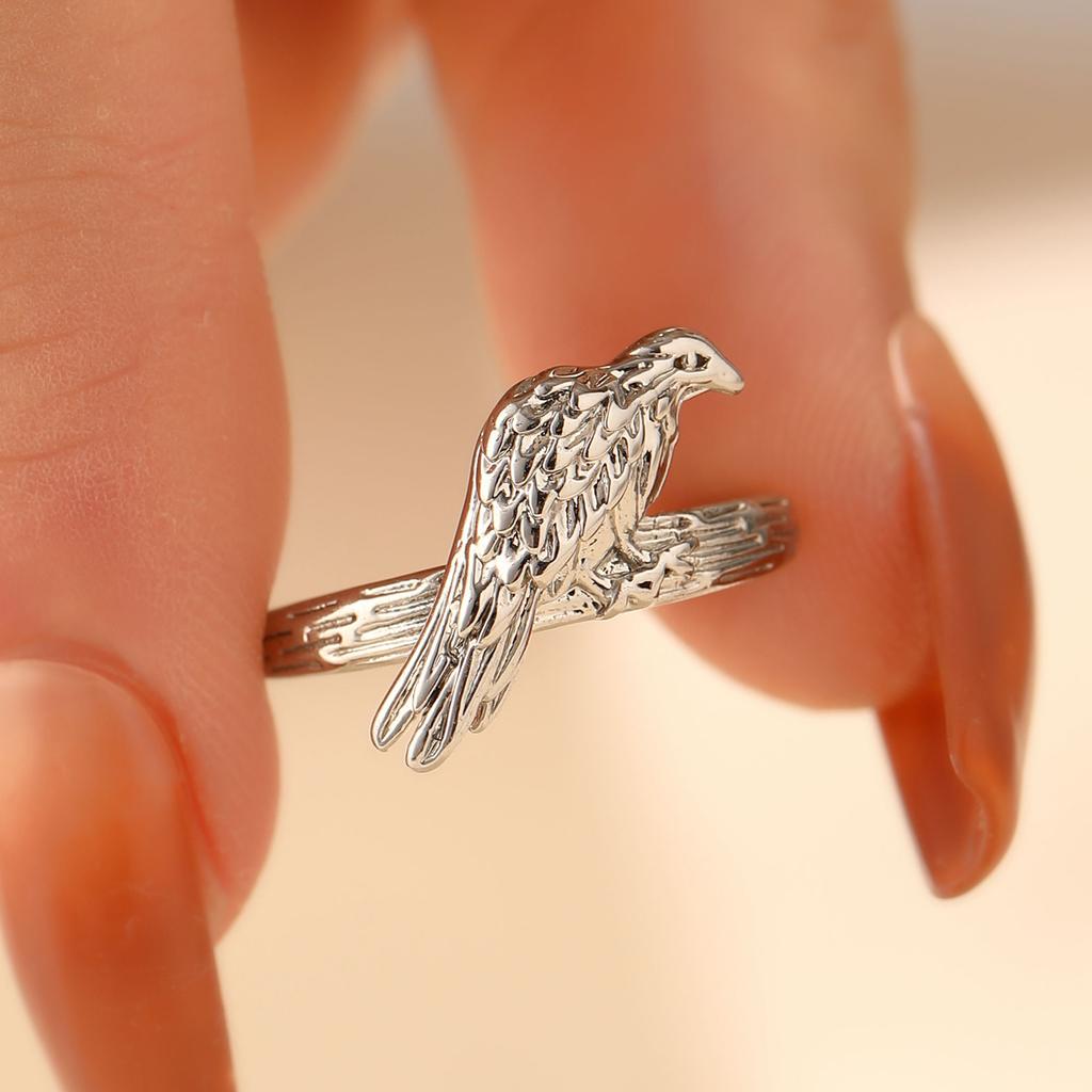 Y2K Kpop Black Silver Color Thorn Crow Rings for Women Men Punk Red Zircon Heart Opening Rings Gothic Creative Jewelry Gift