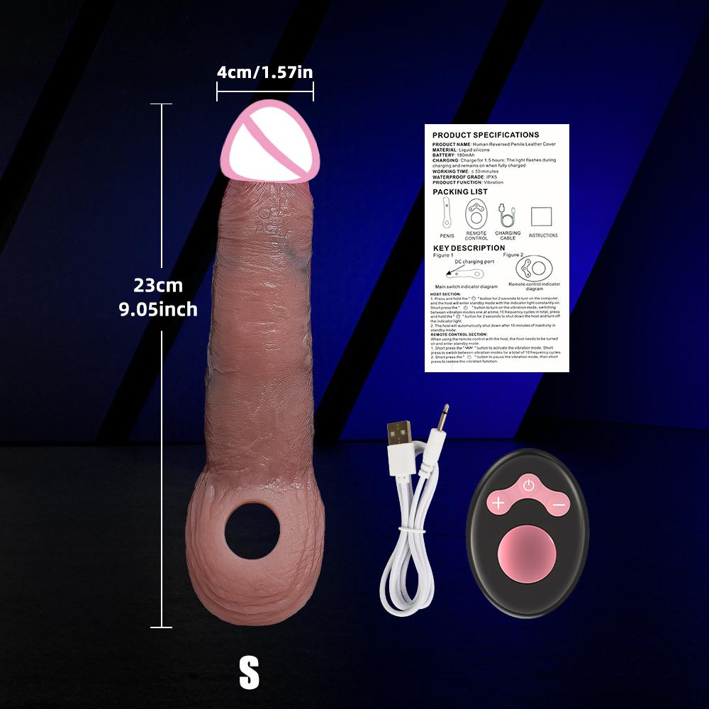 1/10 Vibration Dick Ring Penis Enlargement Sleeve Silicone Sex Toy Enhancer Cover Extension