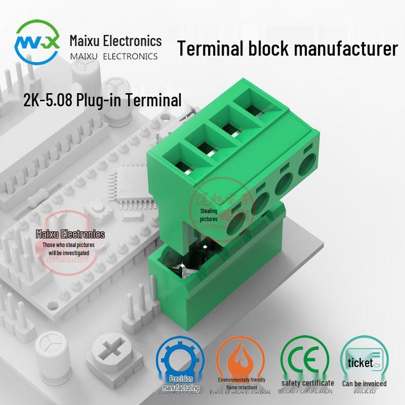 KF2EDGK 5.08mm Green PCB Plug-in Terminal Block, Environmentally Friendly Copper MSTB2.5-ST