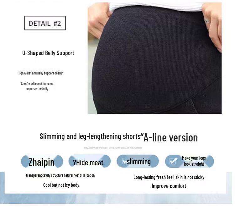 Shorts de Suporte para Maternidade de Alta Elasticidade: Calças de Verão Antiderrapantes, Largas, de Cinco Pontos para Gravidez