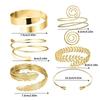 Golden Leaves Arm Cuff Bracelets Adjustable Geometry Arm Bracelet Bangle Metal Armband Set  Party