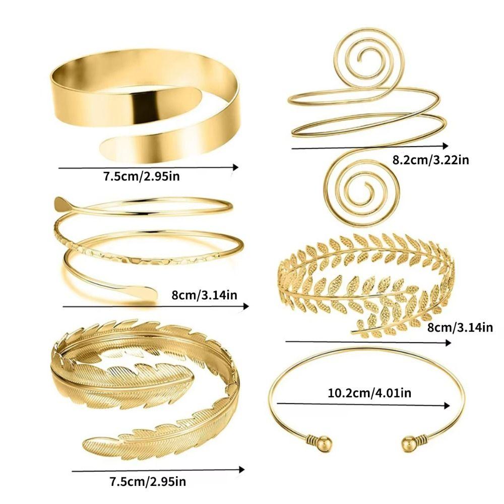 Golden Leaves Arm Cuff Bracelets Adjustable Geometry Arm Bracelet Bangle Metal Armband Set  Party