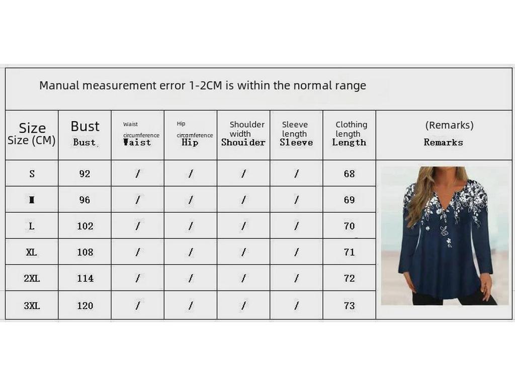 2023 Autumn/Winter Women's V-Neck Printed Long-Sleeve T-Shirt