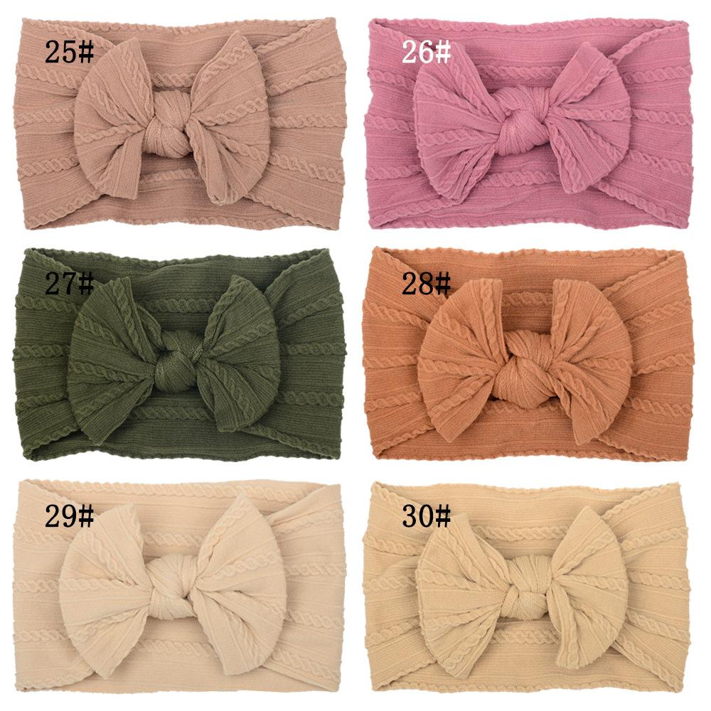 Solid Color Bow Baby Headbands, Soft Elastic Nylon Wide Hairbands for Infants